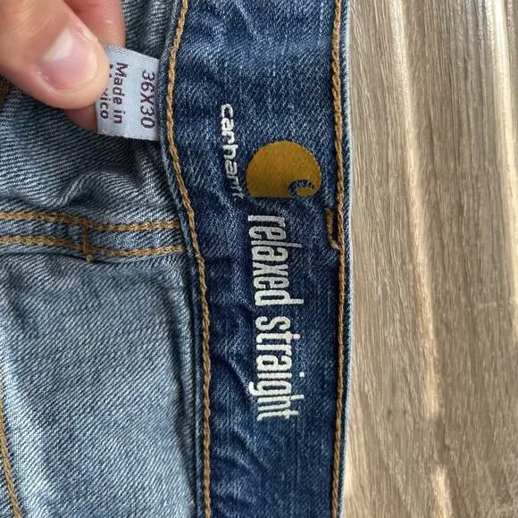 Carhartt Jeans Mens 36x30 Blue Relaxed Straight Leg Outdoor Workwear B320 WTB - Picture 2 of 8